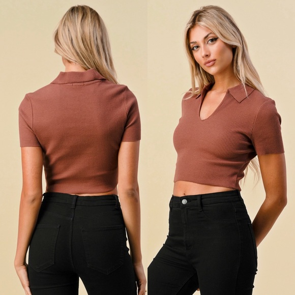 🆕Collared rib crop top - Picture 4 of 11